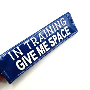 Blue “In Training – GIVE ME SPACE” Dog Lead Sleeve